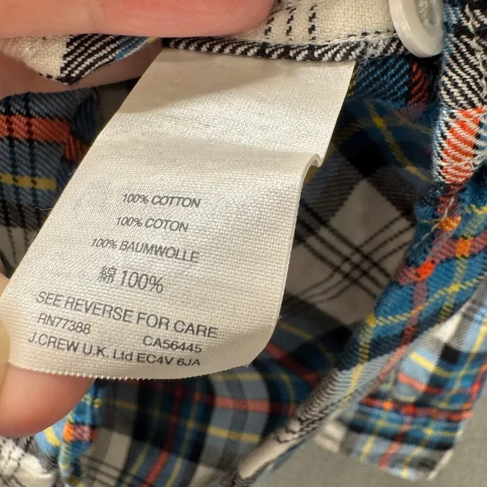 J Crew Shirt Midweight Flannel Button Up‎ Coastal Blue Pink Plaid Mens Large L